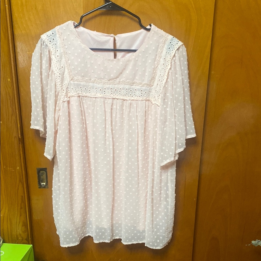 Pink Lace Detail Women's Top